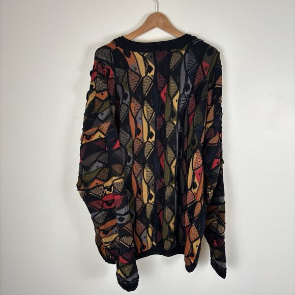 Vintage 1990s Hiphop TUNDRA Textured Sweater XLT Cotton Canada Coogi Colorful - Picture 6 of 8